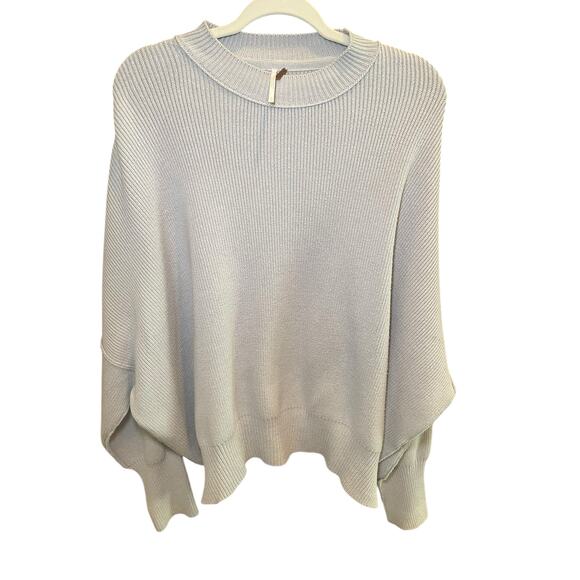 Free People Women Medium Easy Street Tunic Grey Batwing Ribbed Knit Sweater - Picture 1 of 7